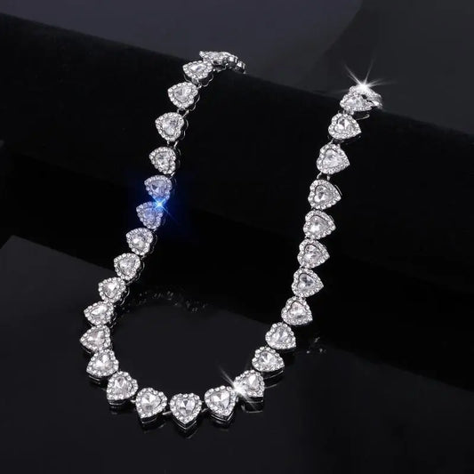 Sparkling Heart Tennis Bracelet