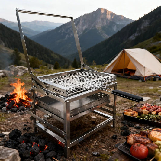 Portable Charcoal Bbq Grill Featuring a Flipping Mechanism in Sturdy Stainless Steel for Durability